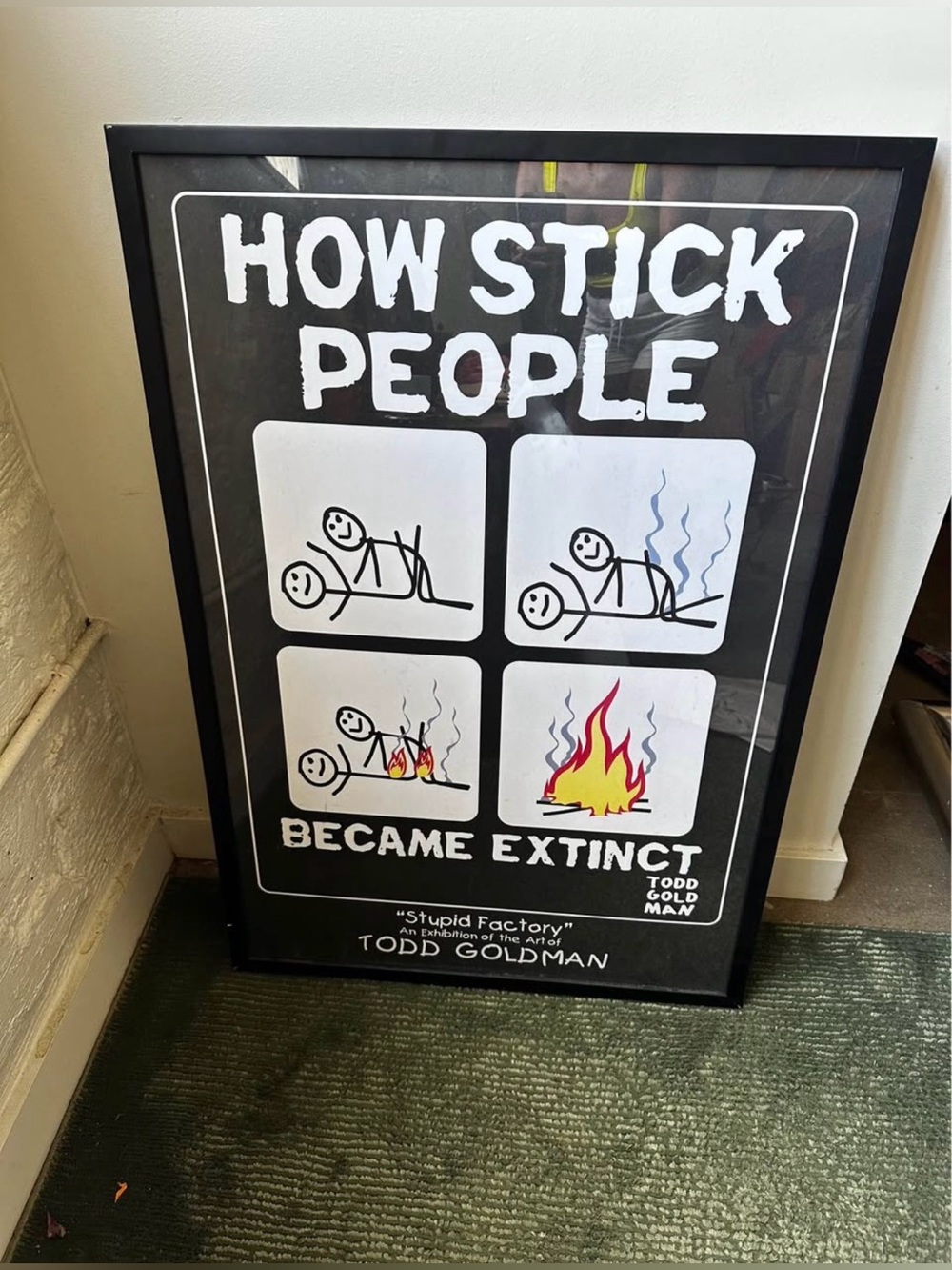 Todd Goldman Stupid Factory Stick People Extinct Framed Pop Art Y2K 2000s Wall